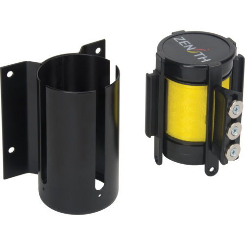 Wall Mount Barrier with Magnetic Tape, Steel, Screw Mount, 12', Yellow Tape Haskins Industrial Inc.