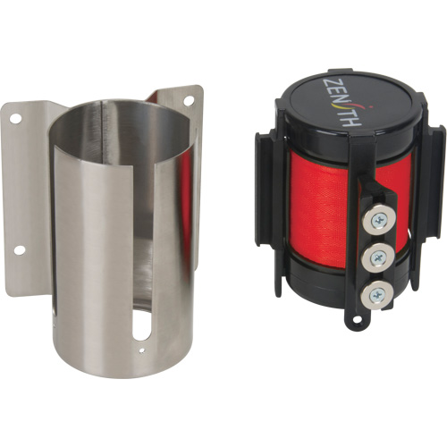 Wall Mount Barrier with Magnetic Tape, Steel, Screw Mount, 12', Red Tape Haskins Industrial Inc.