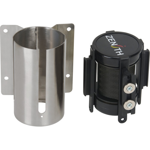 Wall Mount Barrier with Magnetic Tape, Steel, Screw Mount, 7', Black Tape Haskins Industrial Inc.