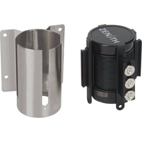 Wall Mount Barrier with Magnetic Tape, Steel, Screw Mount, 12', Black Tape Haskins Industrial Inc.