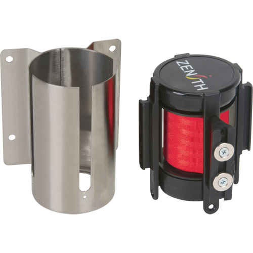 Barri&egrave;re &agrave; fixation murale avec ruban magn&eacute;tique, Acier, Fixation par vis, 7', Ruban Rouge Haskins Industrial Inc.