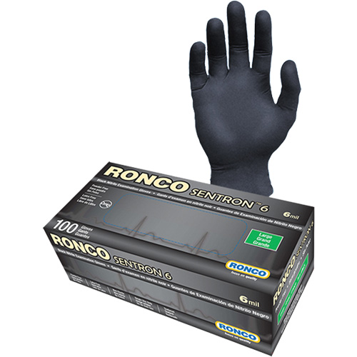 Sentron 6 Disposable Examination Gloves, Small, Nitrile, 6-mil, Powder-Free, Black, Class 2 Haskins Industrial Inc.
