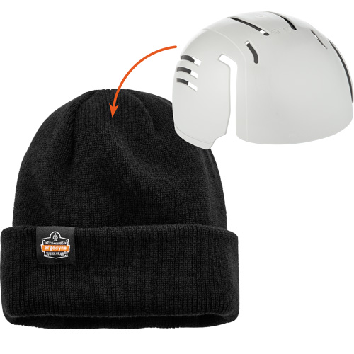 N-Ferno&reg; Zippered Rib Knit Beanie Hat with Bump Cap Insert, One Size, Black Haskins Industrial Inc.