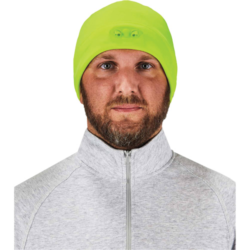 N-Ferno&reg; Skull Cap Beanie Hat with LED Lights, One Size, High-Visibility Lime Green Haskins Industrial Inc.