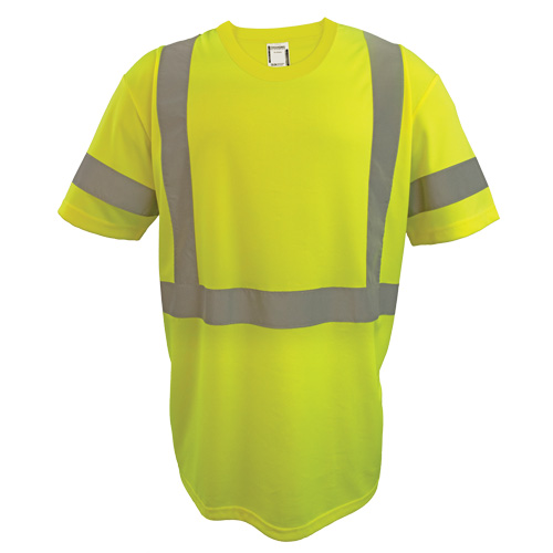 Short Sleeve Safety T-Shirt, Polyester, 2X-Large, High Visibility Lime-Yellow Haskins Industrial Inc.