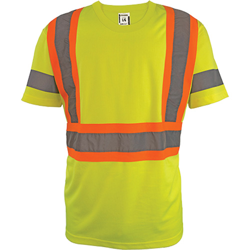 Short Sleeve Safety T-Shirt, Polyester, 2X-Large, High Visibility Lime-Yellow Haskins Industrial Inc.
