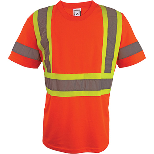 Short Sleeve Safety T-Shirt, Polyester, 2X-Large, High Visibility Orange Haskins Industrial Inc.