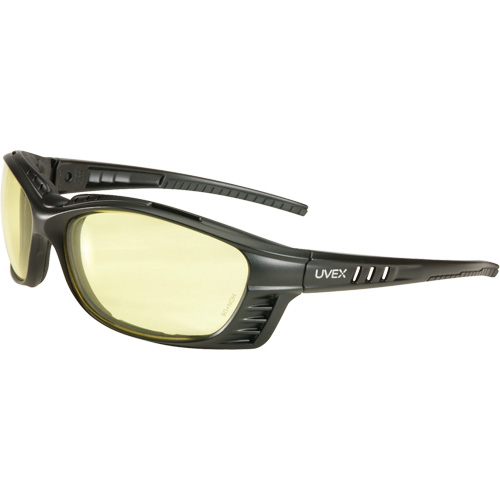Lunettes de s&eacute;curit&eacute; Uvex Livewire avec lentilles HydroShield, Lentille Ambr&eacute;e, Antibu&eacute;e, ANSI Z87+/R&eacute;pond ou surpasse la norme CSA Z94.3 Haskins Industrial Inc.