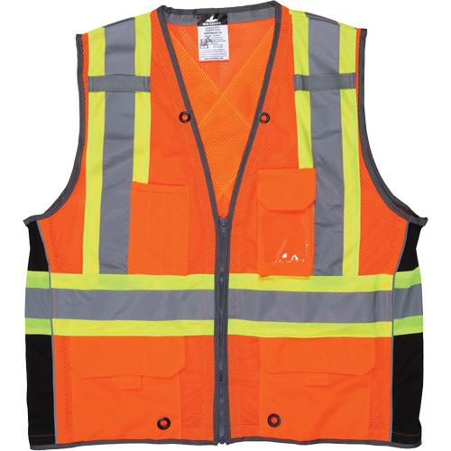 Surveyor Safety Vest, High Visibility Orange, Large, Polyester Haskins Industrial Inc.
