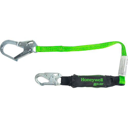 Miller&reg; HP Shock-Absorbing Lanyard, 4', Locking Rebar Hook Center, Locking Snap Hook Leg Ends, Polyester Haskins Industrial Inc.