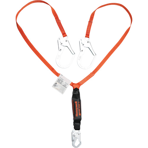 Titan Shock-Absorbing Lanyard, 6', Locking Rebar Hook Center, Locking Snap Hook Leg Ends, Polyester Haskins Industrial Inc.
