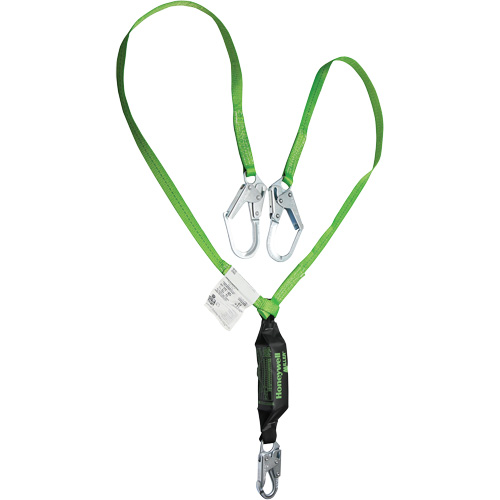Miller&reg; HP Shock-Absorbing Lanyard, 6', Locking Rebar Hook Center, Locking Snap Hook Leg Ends, Polyester Haskins Industrial Inc.
