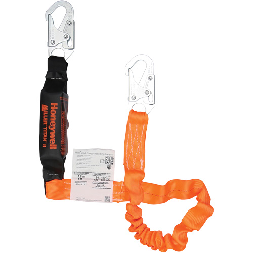 Titan Energy-Absorbing Lanyard, 6', Locking Snap Hook Center, Locking Snap Hook Leg Ends, Polyester Haskins Industrial Inc.
