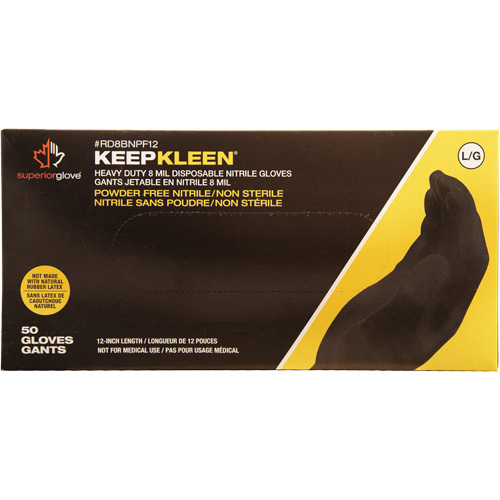 Gants jetables KeepKleen, Petit, Nitrile, 8 mils, Sans poudre, Noir Haskins Industrial Inc.