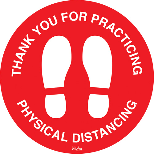 Enseigne pour plancher  Physical Distancing , Adh&eacute;sif, Anglais avec pictogramme Haskins Industrial Inc.