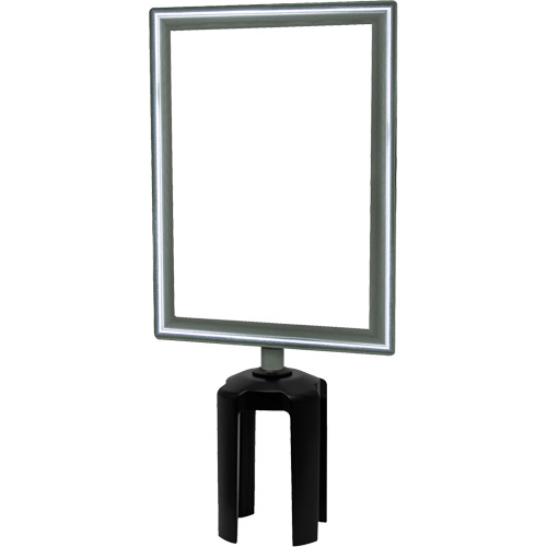 Heavy-Duty Vertical Sign Holder with Tensabarrier&reg; Post Adapter, Polished Chrome Haskins Industrial Inc.
