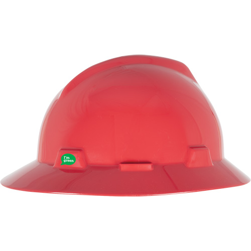 Casque de s&eacute;curit&eacute; &agrave; bord complet V-Gard GREEN avec fentes, R&eacute;pond aux normes CSA type 1, Suspension Rochet Haskins Industrial Inc.