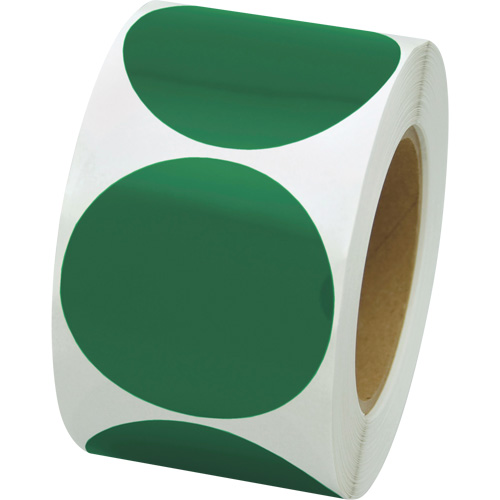 Coloured Marking Dots, Circle, 3" L x 3" W, Green, Vinyl Haskins Industrial Inc.
