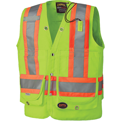 6696 Veste de s&eacute;curit&eacute; pour arpenteur, Jaune lime haute visibilit&eacute;, 4T-Grand, Polyester Haskins Industrial Inc.