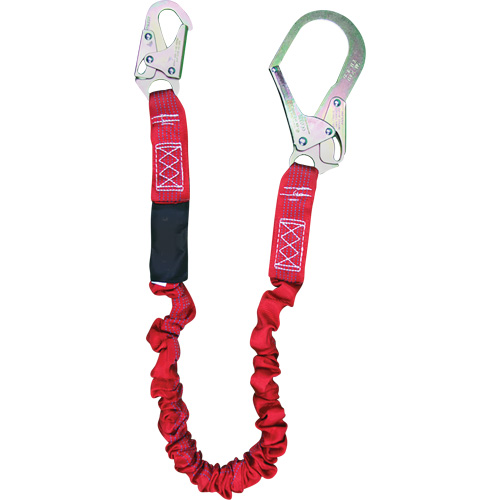 ShockSorb Internal Shock Lanyard, 6', Rebar Hook Center, Snap Hook Leg Ends, Polyester Haskins Industrial Inc.