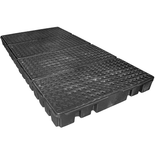 Palette de confinement des d&eacute;versements &agrave; profil bas Black Diamond, Capacit&eacute; de d&eacute;versement 102 gal. US, 96" x 49" x 6,5" Haskins Industrial Inc.