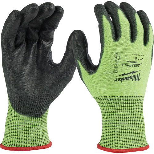 Gants &agrave; haute visibilit&eacute; enduits par trempage, Taille Petit, Calibre 15, Rev&ecirc;tement Polyur&eacute;thane, Enveloppe en Poly&eacute;thyl&egrave;ne, ASTM ANSI niveau A5 Haskins Industrial Inc.