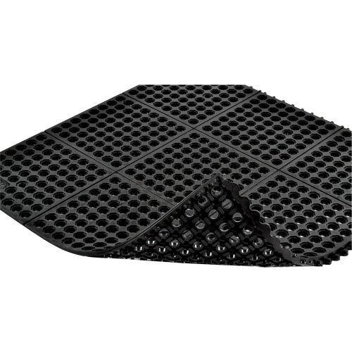Cushion-Ease&reg; 550 Interlocking Anti-Fatigue Mat, Slotted, 3' x 3' x 3/4", Black, Rubber Haskins Industrial Inc.