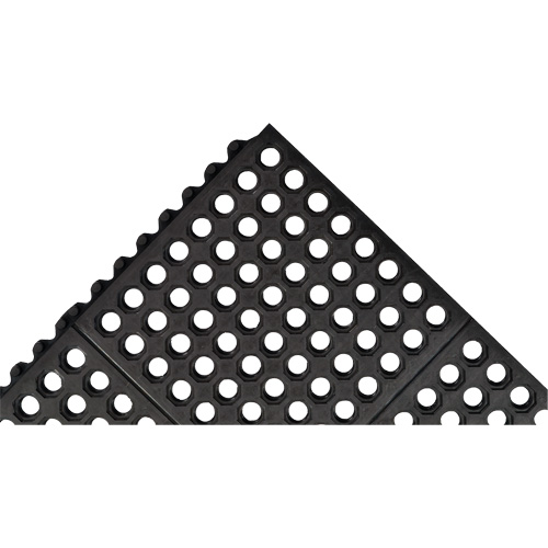 Cushion-Ease&reg; 550 Interlocking Anti-Fatigue Mat, Slotted, 3' x 3' x 3/4", Black, Rubber Haskins Industrial Inc.