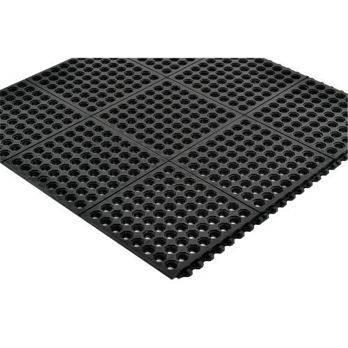 Cushion-Ease&reg; 550 Interlocking Anti-Fatigue Mat, Slotted, 3' x 3' x 3/4", Black, Rubber Haskins Industrial Inc.