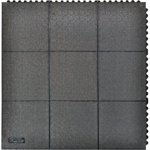 Cushion-Ease&reg; Interlocking Anti-Fatigue Mat, Pebbled, 3' x 3' x 3/4", Black, Natural Rubber Haskins Industrial Inc.