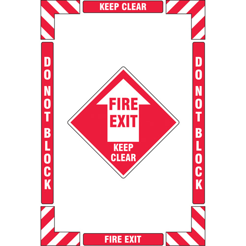 Trousse de marquage du sol ?Fire Exit? (sortie de secours), Adh&eacute;sif, Anglais avec pictogramme Haskins Industrial Inc.