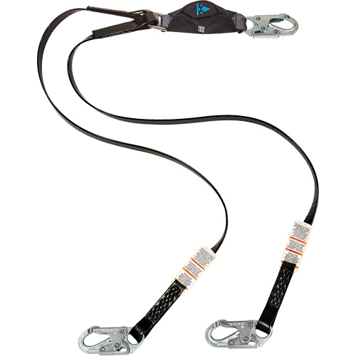 Anti-Corrosion Energy Absorbing Lanyard, 6', Snap Hook Center, Snap Hook Leg Ends, Polyester Haskins Industrial Inc.