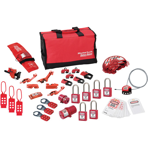 Trousse de cadenassage avec cadenas en thermoplastique de qualit&eacute; sup&eacute;rieure Zenex, Ensemble &eacute;lectrique/Vanne, 34 composants compris Haskins Industrial Inc.