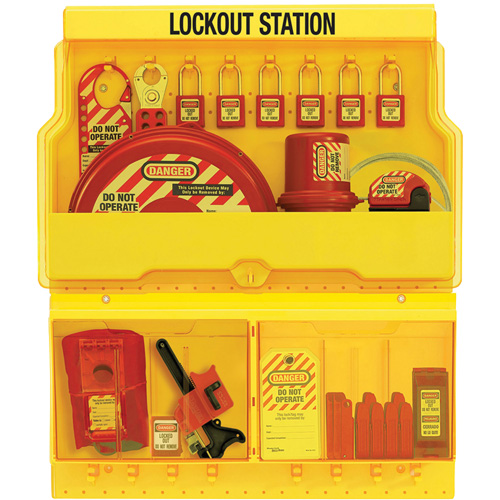 Station de cadenassage pour vannes et appareils &eacute;lectriques de luxe standard, Cadenas Thermoplastique, Capacit&eacute; de 32, Cadenas Compris Haskins Industrial Inc.