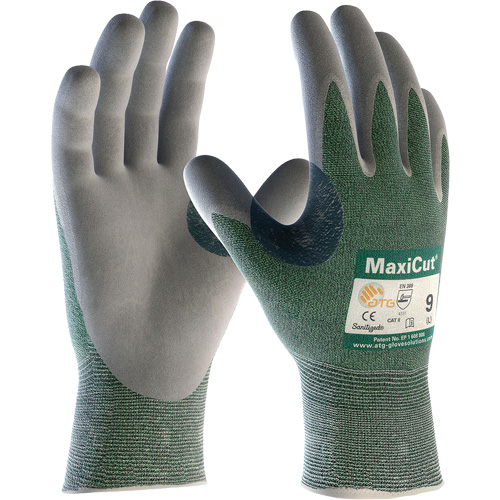 Gants en tissu technique r&eacute;sistant aux coupures ATG MaxiCut, Taille Grand, Calibre 15, Rev&ecirc;tement Nitrile, Enveloppe en Fil technique, ASTM ANSI niveau A2/EN 388 niveau 3/EN 388 niveau B Haskins Industrial Inc.