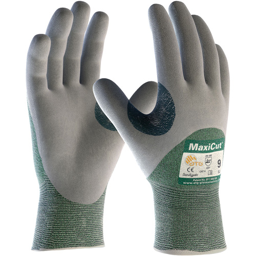 Gants en tissu technique r&eacute;sistant aux coupures ATG MaxiCut, Taille Grand, Calibre 15, Rev&ecirc;tement Nitrile, Enveloppe en Fil technique, ASTM ANSI niveau A2/EN 388 niveau 3/EN 388 niveau B Haskins Industrial Inc.