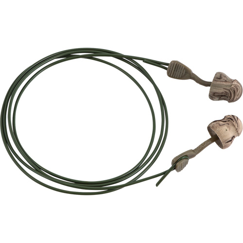 Bouchons d'oreilles en mousse camo sans roulement &agrave; tourner Glide, Vrac - Boîte, Avec cordon Haskins Industrial Inc.