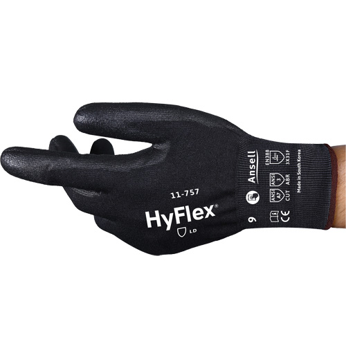 Gants r&eacute;sistant aux coupures Hyflex 11-757, Taille 8, Calibre 18, Rev&ecirc;tement Polyur&eacute;thane, Enveloppe en Intercept, ASTM ANSI niveau A7/EN 388 niveau F Haskins Industrial Inc.