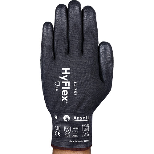 Gants r&eacute;sistant aux coupures Hyflex 11-757, Taille 8, Calibre 18, Rev&ecirc;tement Polyur&eacute;thane, Enveloppe en Intercept, ASTM ANSI niveau A7/EN 388 niveau F Haskins Industrial Inc.