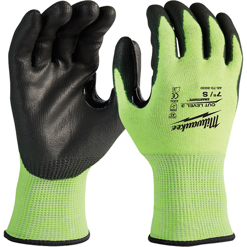 High-Visibility Cut-Resistant Gloves, Size Small, 15 Gauge, Nitrile/Polyurethane Coated, Polyethylene Shell, ANSI/ISEA 105 Level 3 Haskins Industrial Inc.