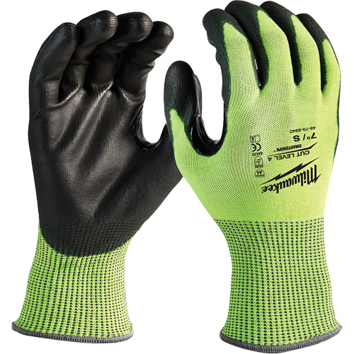 High-Visibility Cut-Resistant Gloves, Size Small, 13 Gauge, Nitrile/Polyurethane Coated, Polyethylene Shell, ANSI/ISEA 105 Level 4 Haskins Industrial Inc.