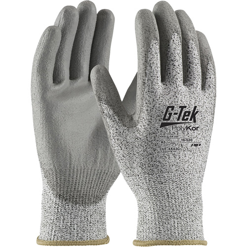 Gants r&eacute;sistants aux coupures G-Tek PolyKor, Taille T-petit, Calibre 13, Rev&ecirc;tement Polyur&eacute;thane, Enveloppe en Fil technique, ANSI/ISEA 105 niveau 3 Haskins Industrial Inc.
