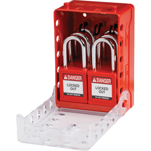 Ultra Compact Group Lockout Box with Nylon Safety Lockout Padlocks, Red Haskins Industrial Inc.