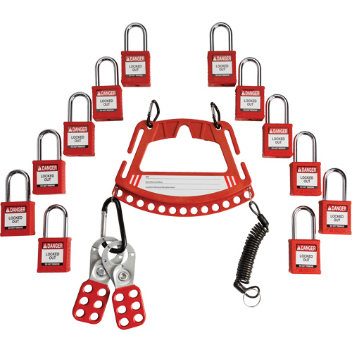 Lock & Tag Carrier with Keyed Alike Nylon Safety Lockout Padlocks Haskins Industrial Inc.