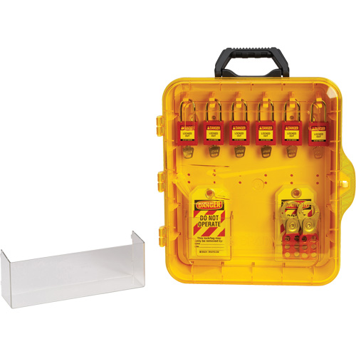 Lockout Station with Keyed Different Nylon Safety Lockout Padlocks, Plastic Padlocks, 6 Padlock Capacity, Padlocks Included Haskins Industrial Inc.