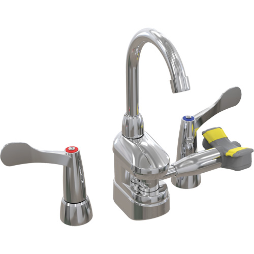 Swing-Activated Faucet/Eyewash with Wristblade Faucet Valves, Sink Mount Installation Haskins Industrial Inc.