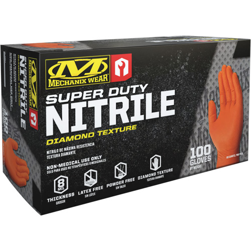 Gants robustes jetables, 9/Moyen, Nitrile, 8 mils, Sans poudre, Orange Haskins Industrial Inc.