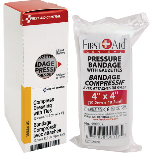 SmartCompliance&reg; Refill Compress Pressure Bandage with Ties, 4" L x 4" W Haskins Industrial Inc.