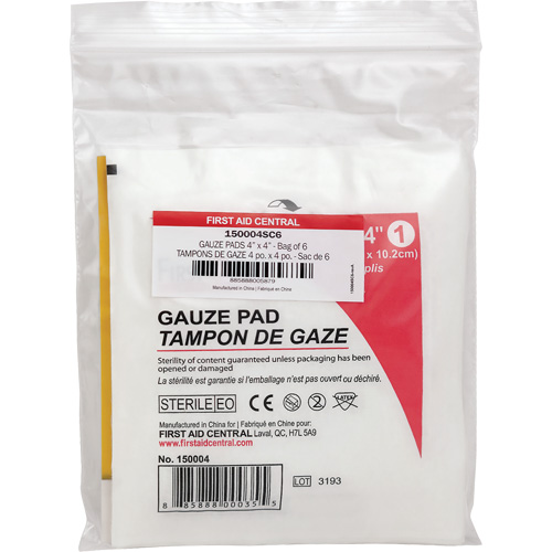 SmartCompliance&reg; Refill Gauze, Pad, 4" L x 4" W, Sterile, Medical Device Class 1 Haskins Industrial Inc.