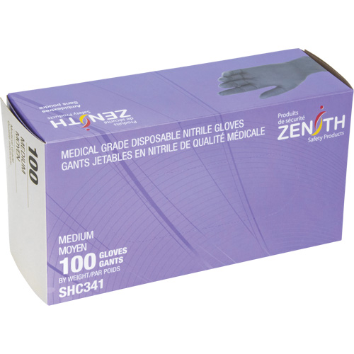 Gants jetables de calibre m&eacute;dical, Moyen, Nitrile, 6 mils, Sans poudre, Noir, Classe 2 Haskins Industrial Inc.